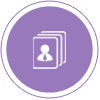 A purple report icon for staff management and analytics at Rosterworks
